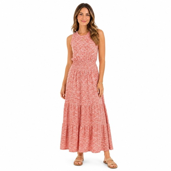 LOFT Dresses & Skirts - LOFT Lou & Grey Size Medium Redish Orange Flecked Tiered Sleeveless Maxi Dress